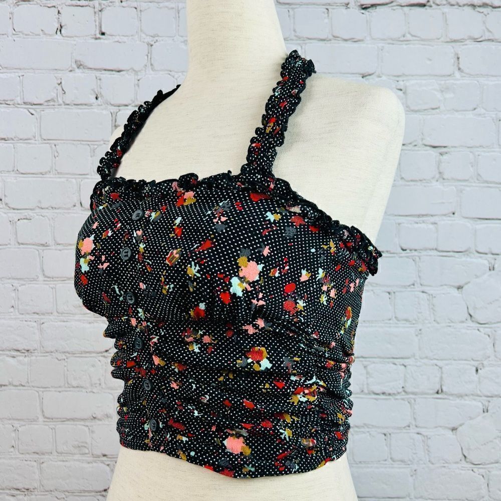 Free People Suns Out Floral Smocked Cropped Halter Top - Picture 9 of 14
